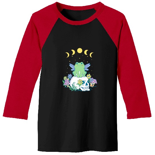 Frog Pet Cute Fairycore Aesthetic Dark Academia Moon Cottagecore Baseball Tees