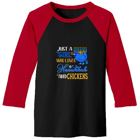 Chicken Pet Just A Girl Who Loves Hanukkah And Chickens Menorah Baseball Tees