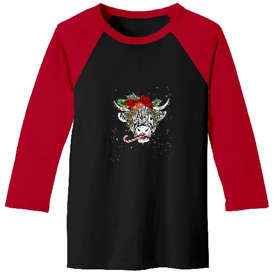 Cow Pet Christmas Highland Cow Merry Christmas Happy Holidays Cute 01 Baseball Tees