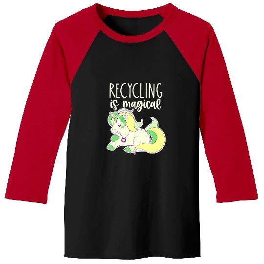 Unicorn Pet Kids Recycling is Magical Earth Day Girls Unicorn Recycle Baseball Tees