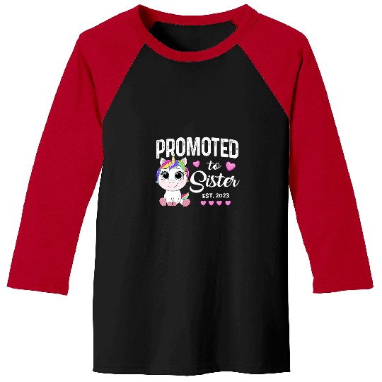 Unicorn Pet Kids Promoted To Sister Est Baby Cute Baseball Tees