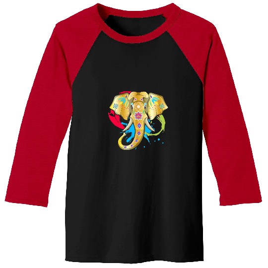 Elephant Mammal Happy Holi Colors India Hindu Spring Elephant Art Baseball Tees