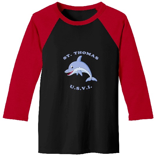Dolphin Pet Gift Kids Childrens St Thomas USVI Dolphin Vacation Baseball Tees