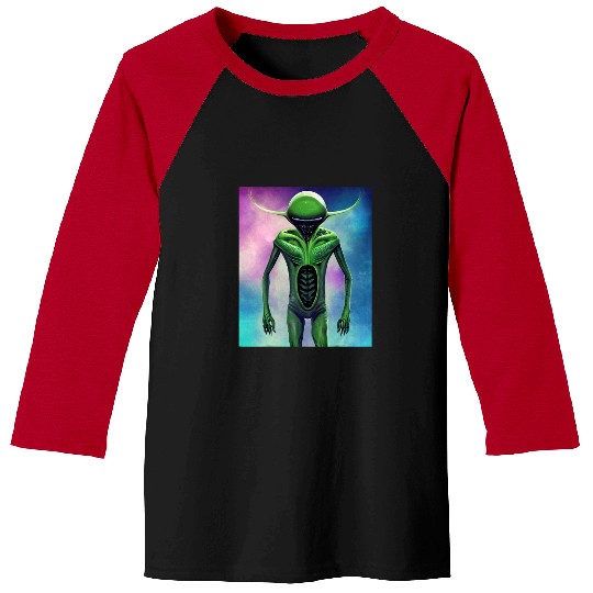 Aliens UFO UAP 51 area grey out of this world creature art 2 522 Baseball Tees