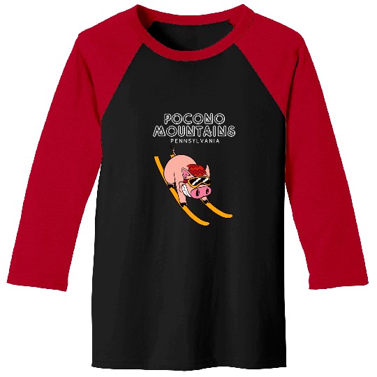 Pig Pet Pocono Mountains Pennsylvania Funny Pig Ski Baseball Tees