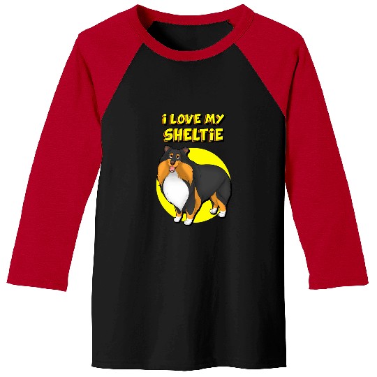 Shetland Sheepdog Pet I Love My Sheltie Black White Tan Baseball Tees