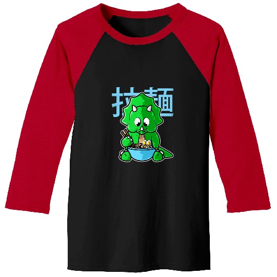 Dinosaur Pet Triceratops Ramen Bowl Kawaii Anime Japanese Baseball Tees