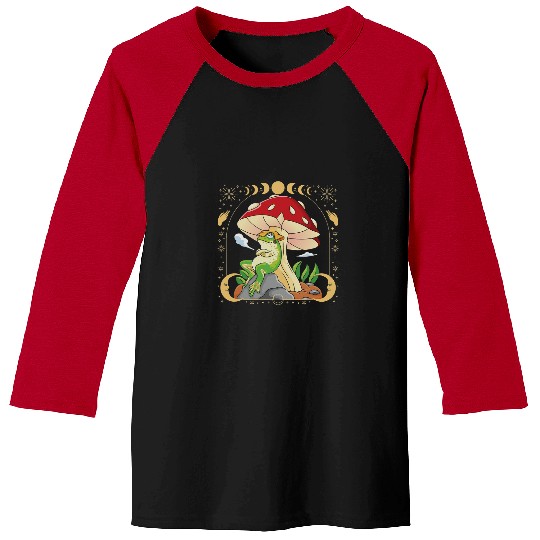 Frog Pet Aesthetic Cottagecore Frog Mushroom Celestial Moon Phase Zen Baseball Tees