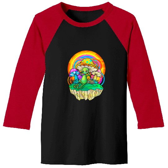 Aliens UFO psychedelics Alien Hippie Fungi Mushroom Baseball Tees