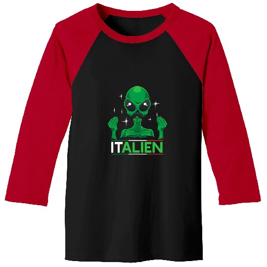 Aliens UFO Funny Italian Alien Pun Italy Hand Gesture Baseball Tees
