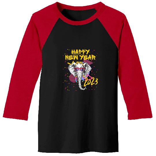 Elephant Mammal Happy New Year NYE Party Funny Happy New Year Baseball Tees