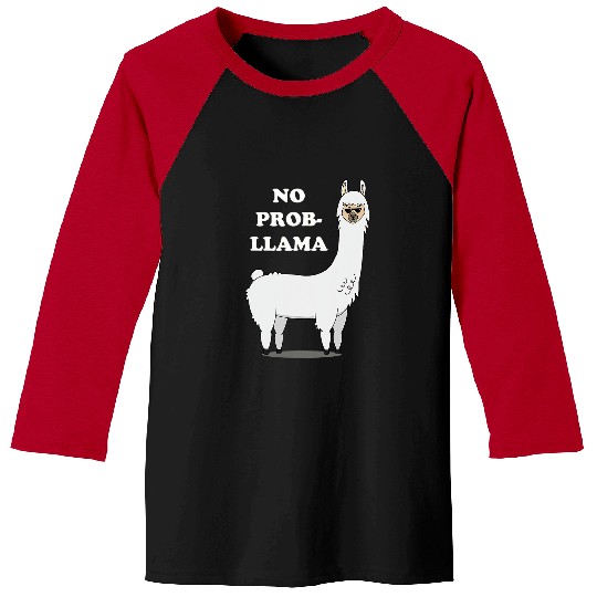 Llama Pet Cool Llama with Sunglasses Funny Alpaca No Prob Llama Pun Baseball Tees
