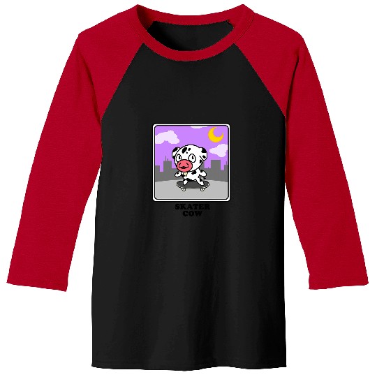 Cow Pet Skater Colorful Cute Chibi Kawaii Animal Adorable Beach Baseball Tees