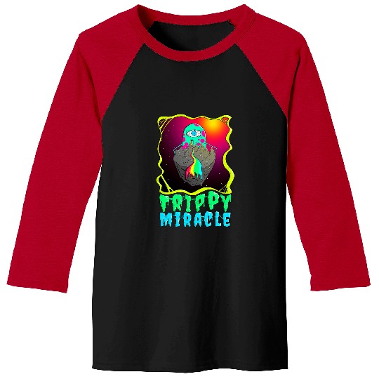 Aliens UFO Trippy Cute Alien psychedelics Rainbow Space Cartoon 32 Baseball Tees