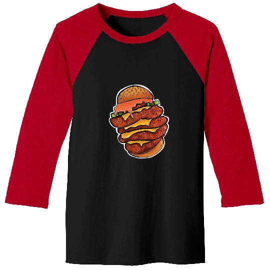 Chicken Pet Stacked Spicy Chicken Sandwich with Sauce Illustration Baseball Tees