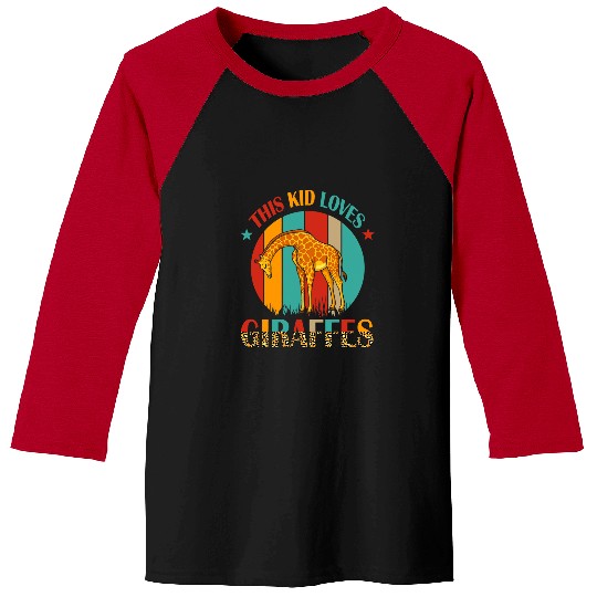 Giraffe Pet vintages Retro This Kid Loves Giraffes Funny Giraffes Lover Baseball Tees