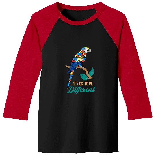 Autism Puzzle Parrot Its Ok To Be Different Parrot Autism Autistic Neurodiversity Baseball Tees