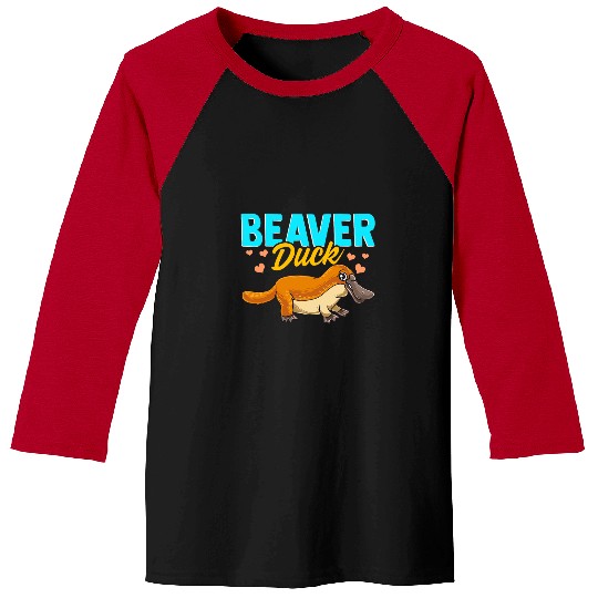 Beaver Pet Duck Platypus Pun Cute Duck Billed Platypus Hearts Baseball Tees