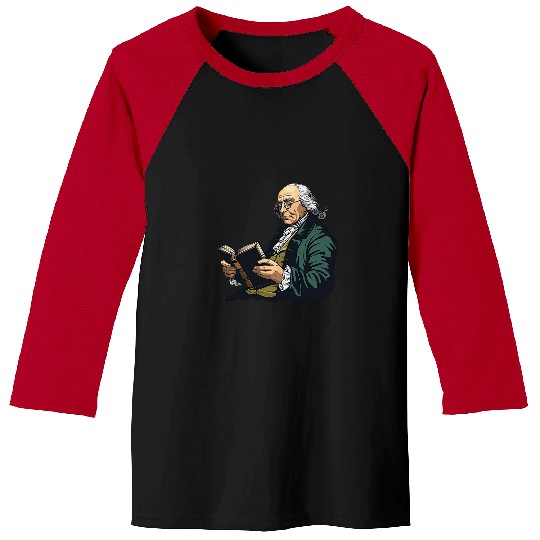Book Fun Benjamin Franklin Reading A Book 1 Baseball Tees