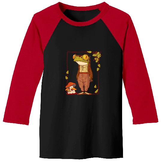 Frog Pet with Mushrooms Goblincore Dark Academia Aesthetic Baseball Tees