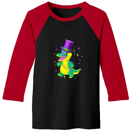 Dinosaur Pet Mardi Gras Baseball Tees