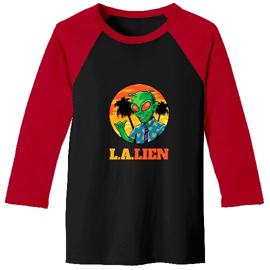 Aliens UFO Funny Los Angeles LA Baseball Tees