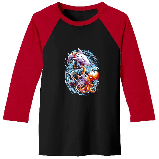 Shark Pet Octopus and Shark Marine Biologist Ocean Sea Life Baseball Tees