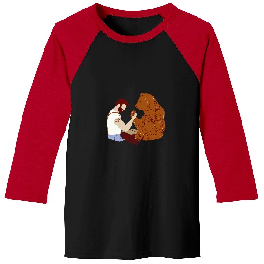 Sport Wrestling Guy arm wrestling with bear Baseball Tees