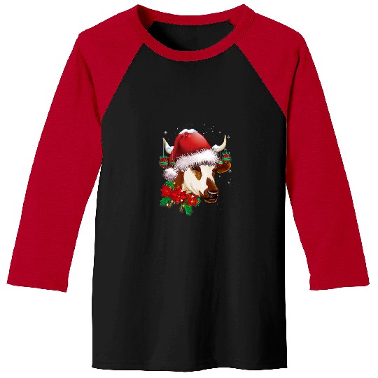 Cow Pet Moorrry Cow Santa Heifers Farmers Christmas Ornaments Print 77 Cattle Baseball Tees