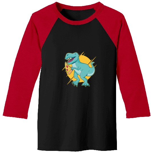 Dinosaur Pet Pizza Dinosaur Cool Retro Fun Weird Bizarre Art Baseball Tees