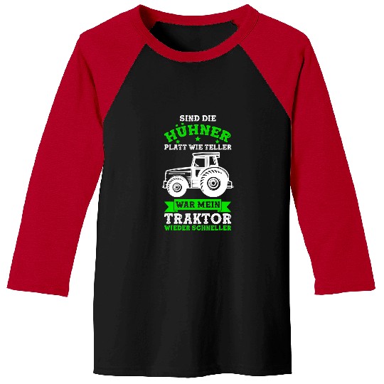 Tractor Fun driving farmer peasant tractor chickens Baseball Tees