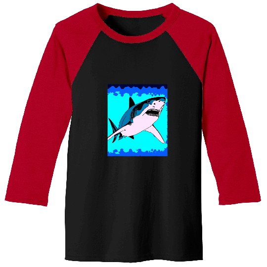 Shark Pet Pop Art Great White Shark Scuba Diving 4 Baseball Tees