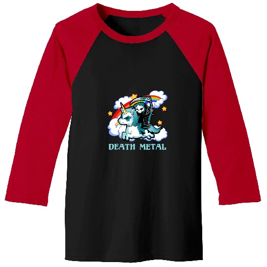 Unicorn Pet Skeletons Skulls Funny Rainbow Skeletons Unicorn Death Metal Music Festival Baseball Tees