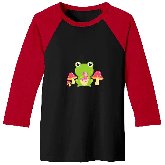Frog Pet Cute Kawaii Frog Drinking Strawberry Milk Animal Lover Baseball Tees