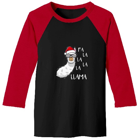 Llama Pet Cute xmass Funny Llama singing Fa La La Llama Christmas Baseball Tees