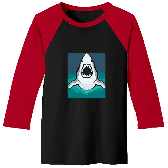 Shark Pet Pixel Art Pixel Shark Scuba Diving Retro Gamer 2 Baseball Tees