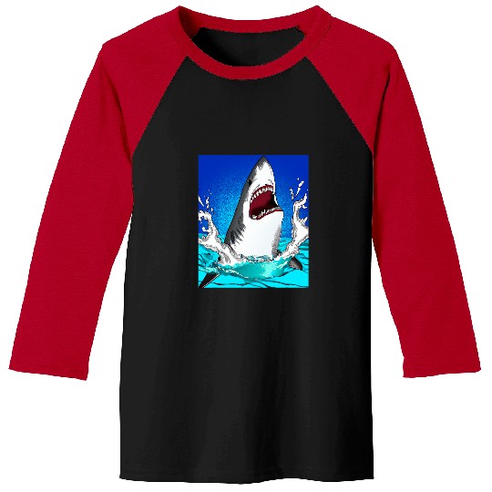 Shark Pet Pop Art Great White Shark Scuba Diving 22 Baseball Tees