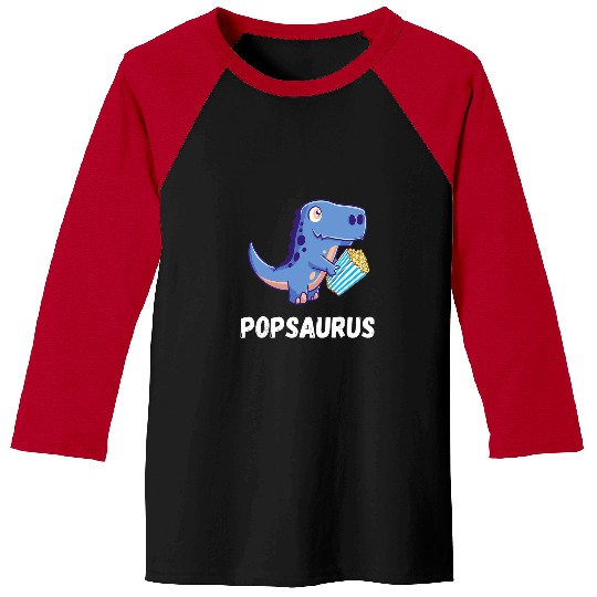 Dinosaur Pet Popcorn Dino TRex Saurus Watching Movies Popcorn Lover Baseball Tees