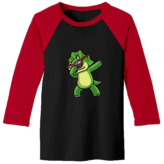 Dinosaur Pet Dancing Triceratops Dinosaur With Sunglasses Dino Boys Girls Baseball Tees