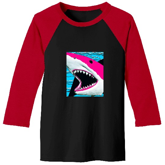 Shark Pet Pop Art Great White Shark Scuba Diving 69 Baseball Tees