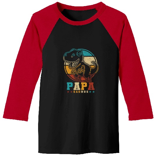Dinosaur Pet Mens Papa Saurus TRex Daddy Dinosaur Papa Dino Family PapaSaurus Baseball Tees