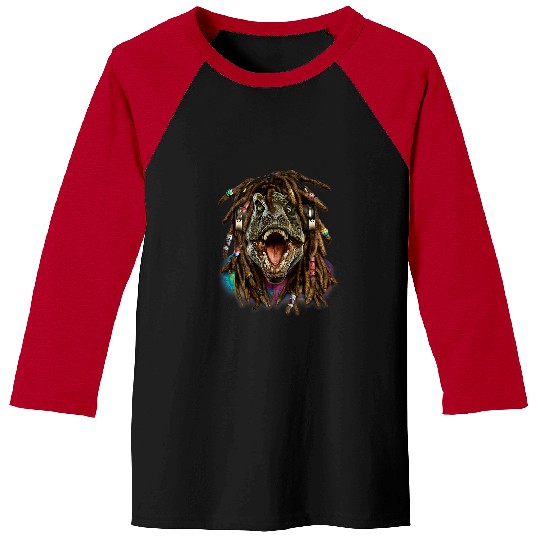 Dinosaur Pet Tyrannosaurus rexs Dinosaur with Reggae Dreadlocks Hair Baseball Tees