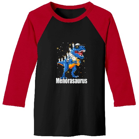 Dinosaur Pet Menorasaurus rexs Menorah Dinosaur TRex Hanukkah Baseball Tees