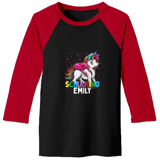 Unicorn Pet Kids Schulkind Unicorn Emily School Girls First Name 1 Baseball Tees