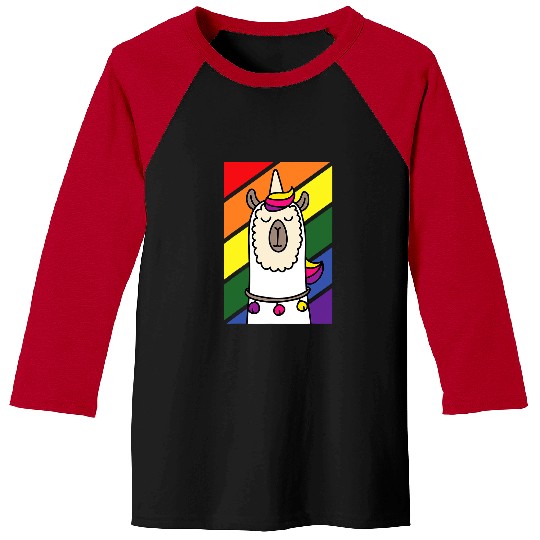 Llama Pet Gay Llama LGBTQ Funny Alpaca Unicorns Rainbow Pride Ally Baseball Tees