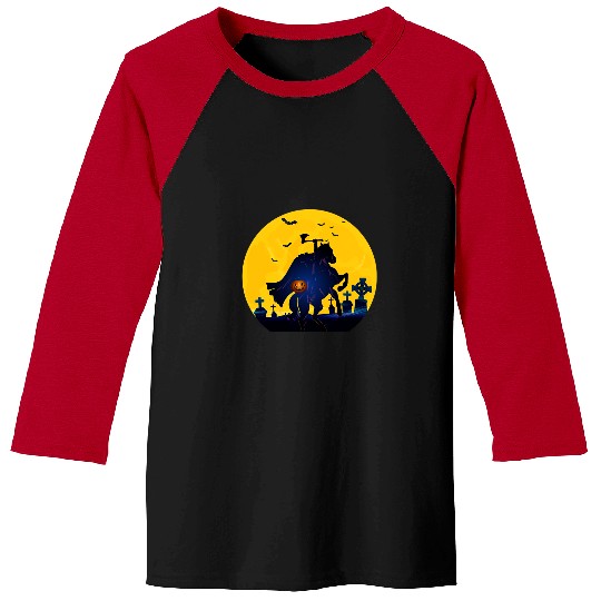 Horse Pet Retro Headless Horseman Classic  Sleepy Holloween Moon Baseball Tees