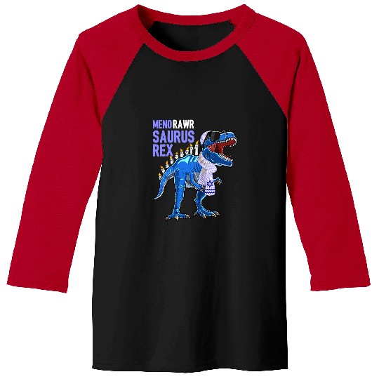 Dinosaur Pet Menorawrsaurus rexs Dinosaur Hanukkah Gifts For Boys Baseball Tees