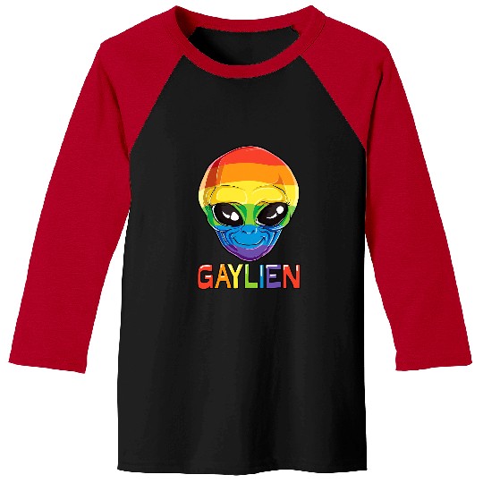 Aliens UFO Gaylien Alien LGBT Gay Pride Rainbow Flag Gifts UFO Lover Baseball Tees