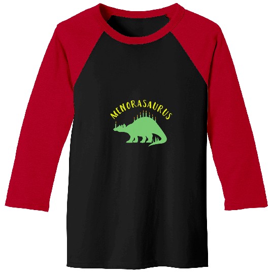 Dinosaur Pet Menosaurus Dinosaur Menorah Jewish Hanukkah Baseball Tees