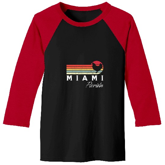 Chicken Pet Miami Florida Retro Chicken Lover Souvenir Baseball Tees